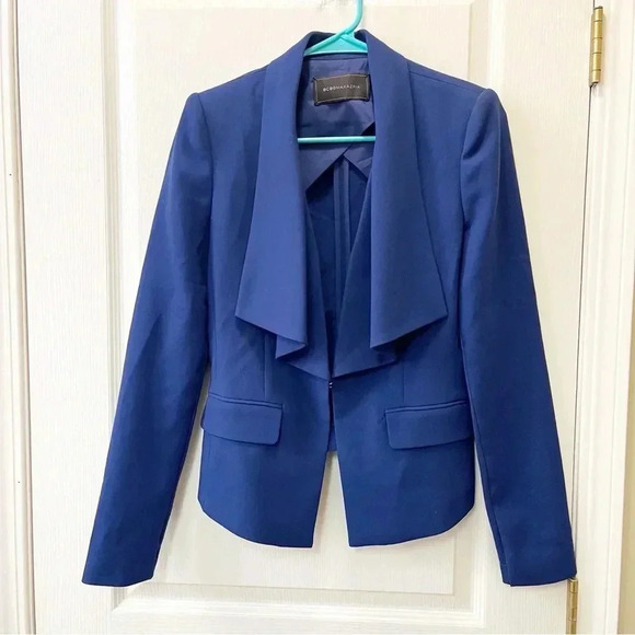 BCBGMaxAzria Jackets & Blazers - BCBG MAXAZRIA Kelvin Blue Depth Drape Lapel Blazer Jacket Size XS Office Career